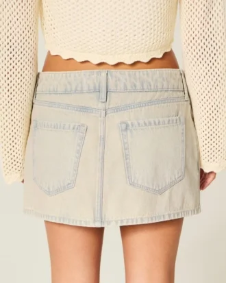 Mini-saia-calça de ganga de cintura baixa