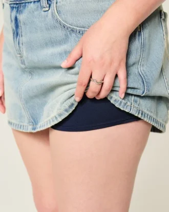 Mini-saia-calça de ganga de cintura baixa