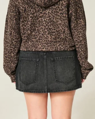 Mini-saia-calça de ganga de cintura baixa