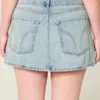 Mini-saia-calça de ganga de cintura baixa