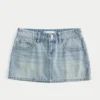 Mini-saia-calça de ganga de cintura baixa