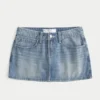 Mini-saia-calça de ganga de cintura baixa