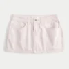 Mini-saia-calça de ganga rosa de cintura baixa