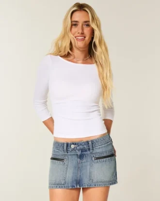 Mini-saia-calça em ganga