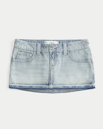 Mini-saia-calça em ganga de cintura ultra baixa