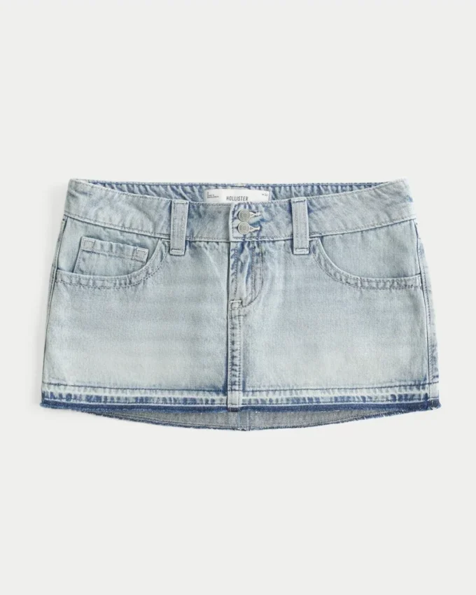 Mini-saia-calça em ganga de cintura ultra baixa