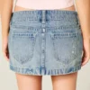 Mini-saia-calça em ganga de cintura ultra baixa