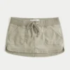 Mini-saia-calça micro em sarja com cintura ultra baixa