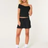 Mini-saia-calça plissada de cintura média