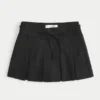Mini-saia-calça plissada de cintura média