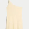 Mini vestido assimétrico em mistura de linho