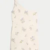 Mini vestido assimétrico em mistura de linho