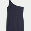 Mini vestido assimétrico em mistura de linho
