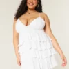 Mini vestido babydoll com decote em V e folhos