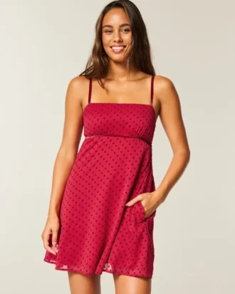 Mini vestido babydoll em chiffon