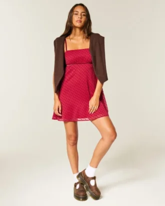Mini vestido babydoll em chiffon