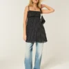 Mini vestido babydoll em chiffon