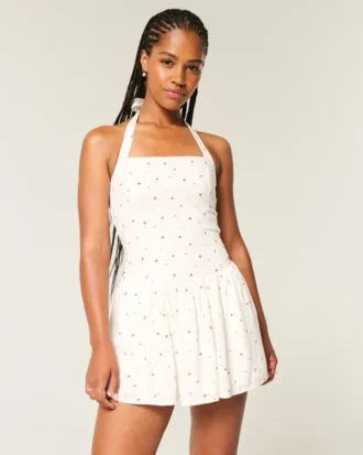 Mini vestido com cintura descida e alças