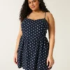 Mini vestido com costas abertas em mistura de linho