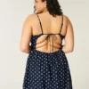 Mini vestido com costas abertas em mistura de linho