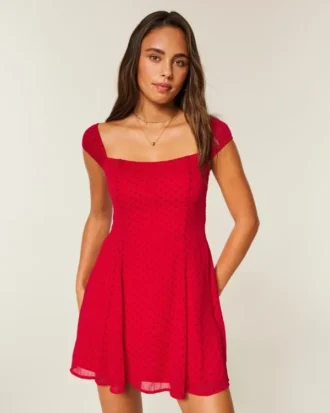 Mini vestido em chiffon flocado