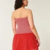 Mini vestido sem alças com cintura descida em malha