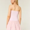 Mini vestido sem alças com cintura descida em malha