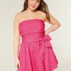 Mini vestido sem alças com laço