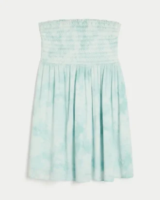 Mini vestido sem alças com smock