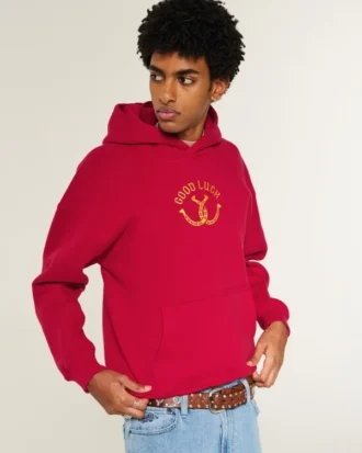 Moletom com capuz e estampa Boxy Good Luck