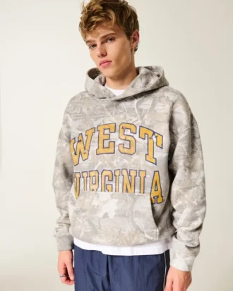 Moletom com capuz e estampa camuflada da Universidade de West Virginia Mountaineers