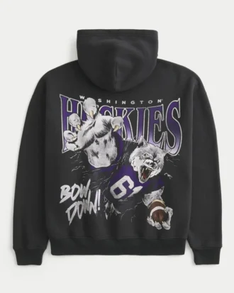 Moletom com capuz e estampa da Universidade de Washington Huskies