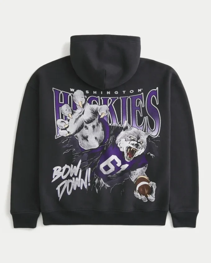Moletom com capuz e estampa da Universidade de Washington Huskies