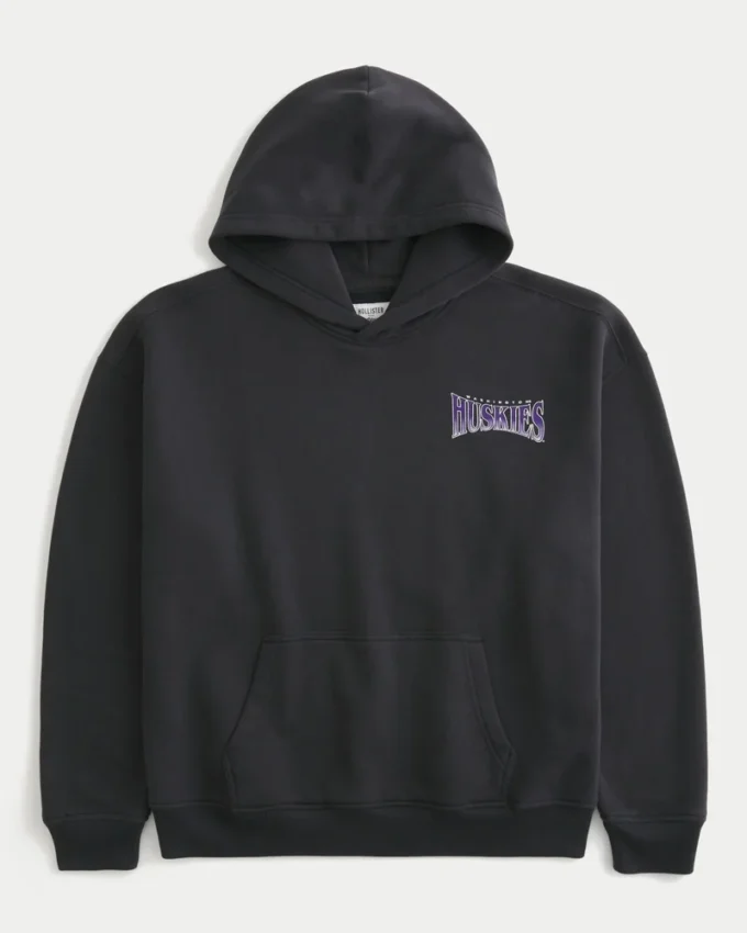 Moletom com capuz e estampa da Universidade de Washington Huskies