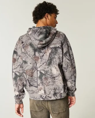 Moletom com capuz e zíper boxy com estampa camuflada do Villanova Wildcats