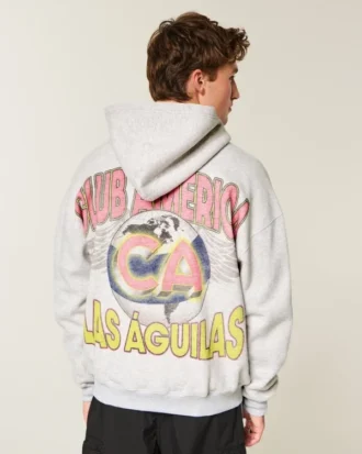 Moletom com capuz e zíper Boxy Zip-Up Club América Las Águilas Graphic Hoodie