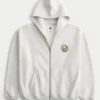 Moletom com capuz e zíper Boxy Zip-Up Club América Las Águilas Graphic Hoodie