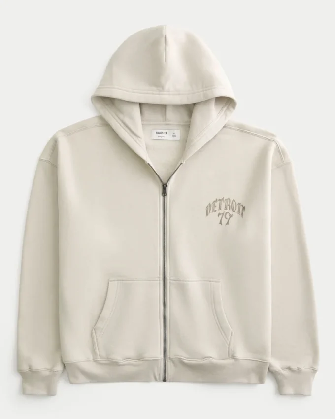 Moletom com capuz e zíper Boxy Zip-Up Detroit 79 Graphic Hoodie