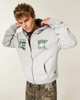 Moletom com capuz e zíper Michigan State University Spartans