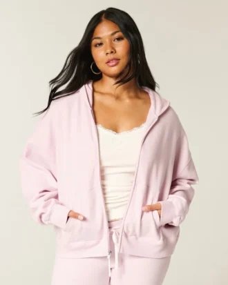 Moletom com capuz e zíper oversized