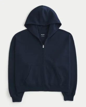 Moletom com capuz e zíper oversized