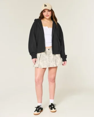 Moletom com capuz e zíper oversized