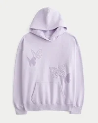 Moletom com capuz oversized com estampa de borboleta