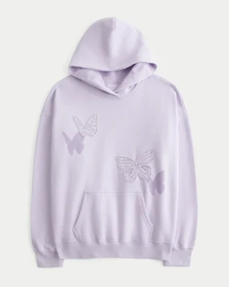 Moletom com capuz oversized com estampa de borboleta
