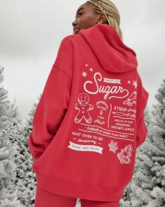 Moletom com capuz oversized com estampa glitter e gráfico Sugar