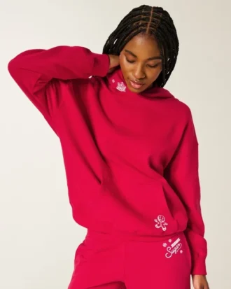 Moletom com capuz oversized com estampa glitter e gráfico Sugar