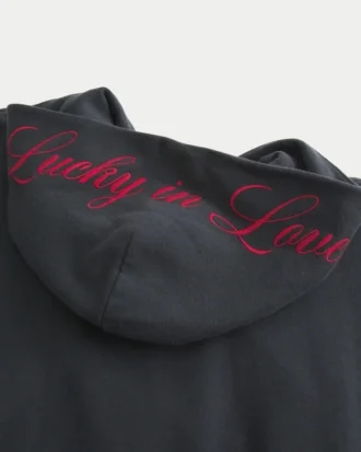 Moletom com capuz oversized com zíper e estampa Lucky in Love