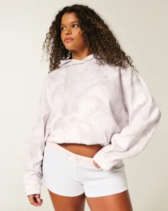 Moletom com capuz rosa camuflado oversized