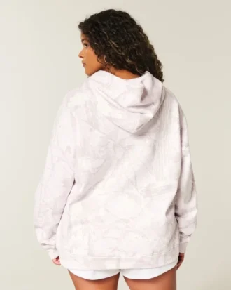 Moletom com capuz rosa camuflado oversized
