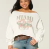 Moletom com estampa Miami e ombros descobertos